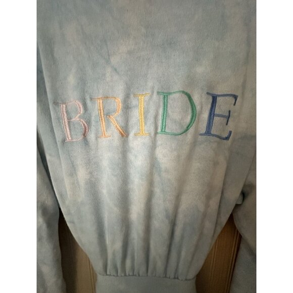 PJ Salvage Large Powder Blue Tie Dye Embroidered Robe "BRIDE" - Picture 1 of 4